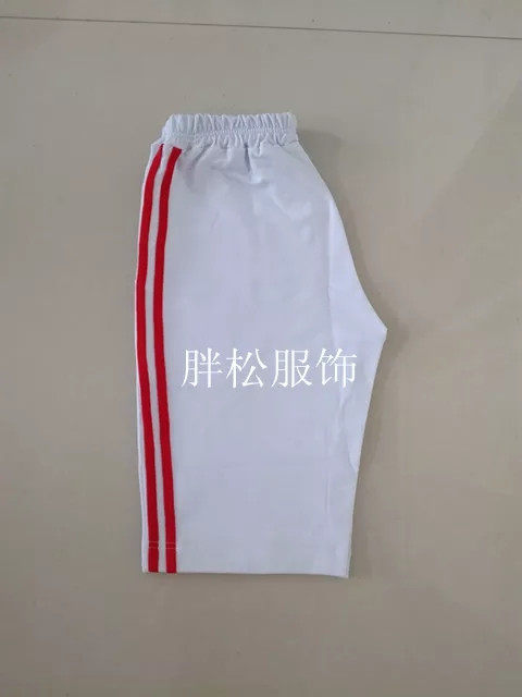 新款包邮小学生男女宽松直筒两道红杠运动短裤校服裤跑步裤可定做