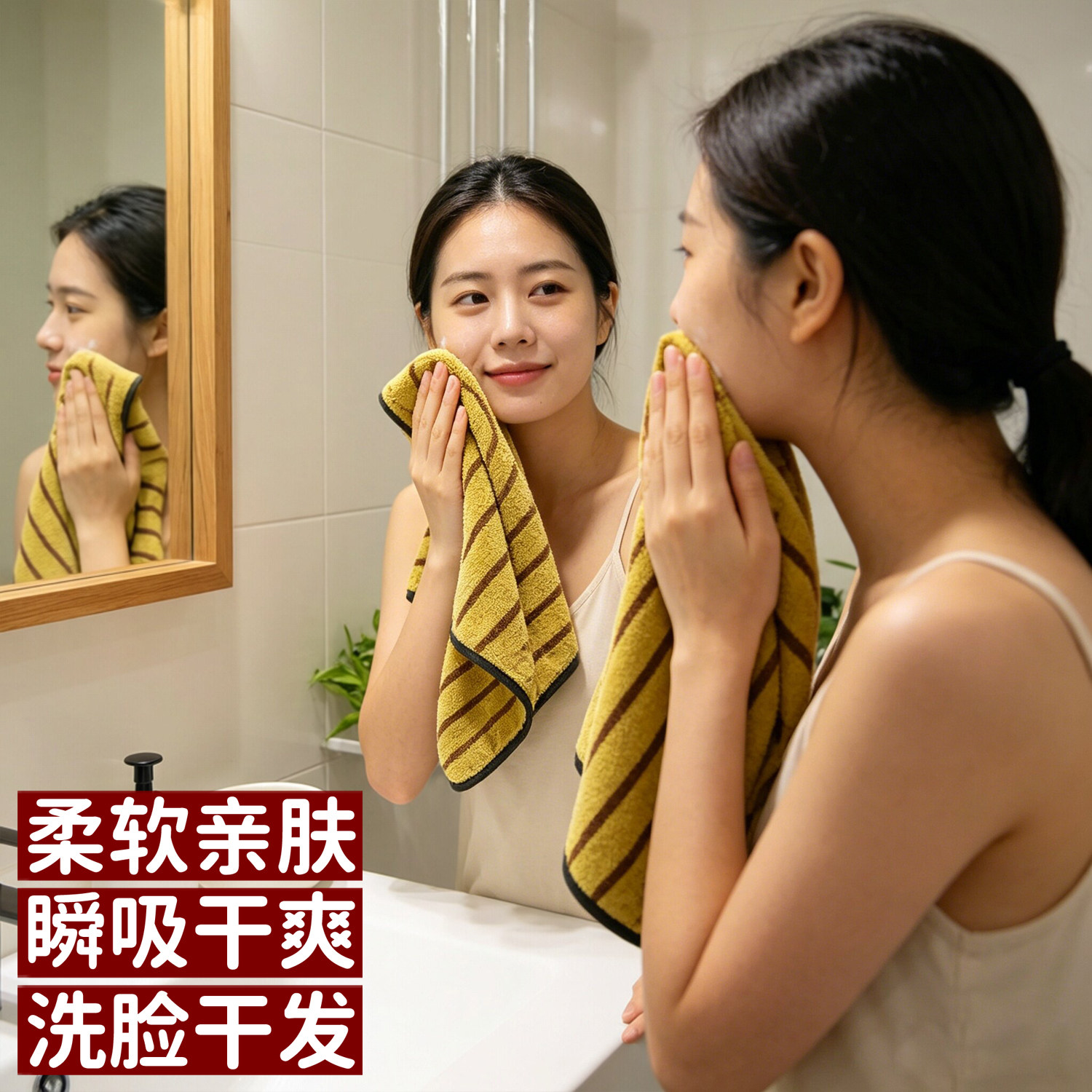 柔软舒适洗脸毛巾女男士家用洗澡面巾比纯棉全棉吸水不掉毛干发巾
