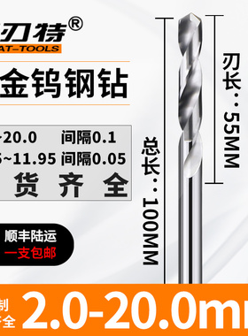 加长整体硬质合金麻花钻头数控超硬钨钢直钻3 4 5 6 8 10X100mm