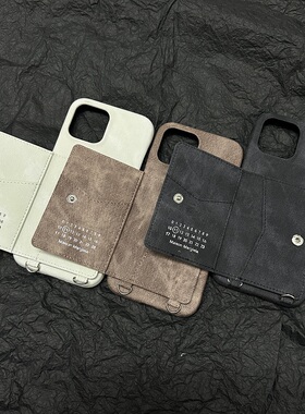 潮牌17手机壳卡包式苹果15promax小众牛仔纹皮料适用iPhone14/15pro插卡翻盖保护皮套16promax新品