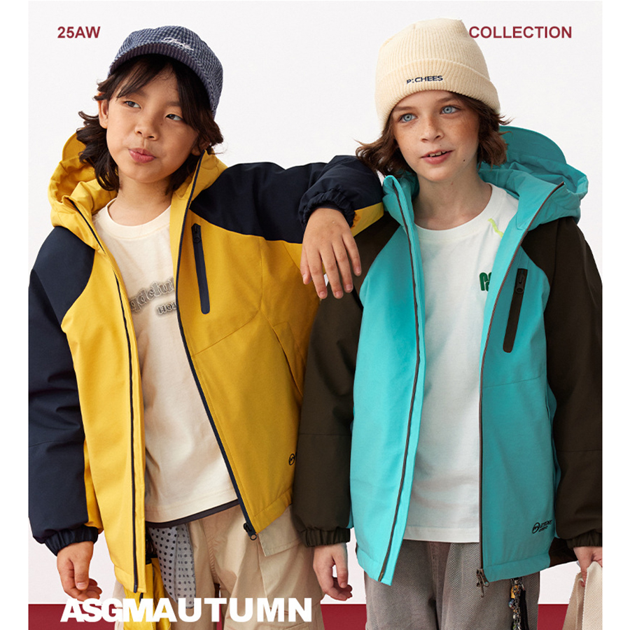 日单冬装2025男女中大童加厚款羽绒服冲锋衣工装外套外贸原单出口