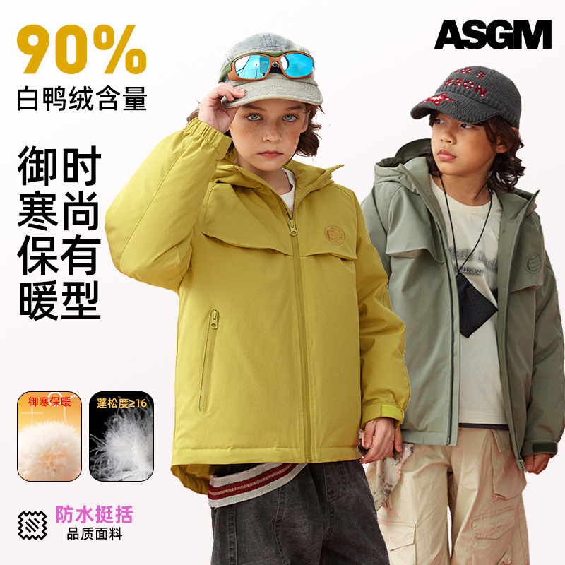 日单秋冬2025男女中大童羽绒服冲锋衣加厚款工装外套外贸原单出口