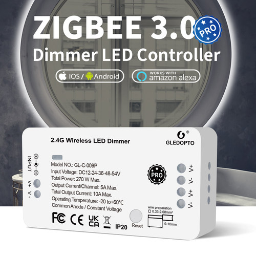 GL-C-009P ZigBee Dimmer单色灯带控制器恒压调光12-54V