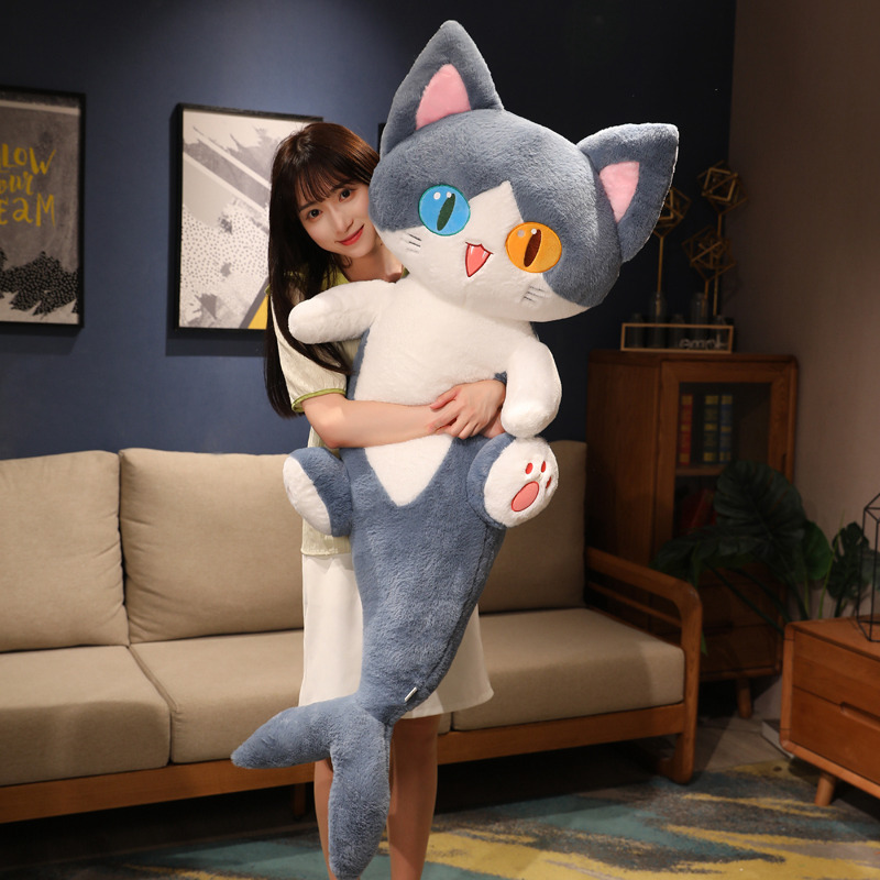 异瞳鲨猫公仔抱枕睡觉女生毛绒