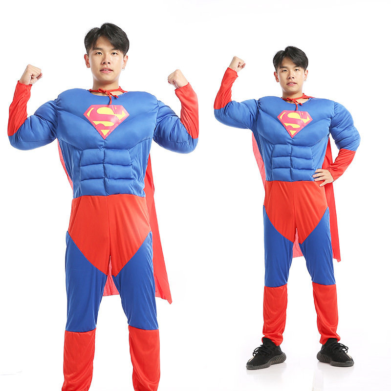 万圣节服装成人cosplay角色扮演超级英雄肌肉服超人披风套装现货