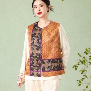 优雅气质马夹 新款 绮绣缘7921中式 国风复古玉石扣国风马甲2026春季