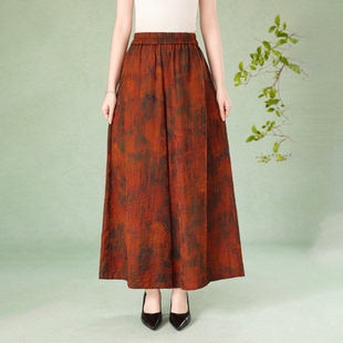 中式 新款 薄款 夏季 高腰垂感国风女直筒休闲裤 绮绣缘711丝缎阔腿裤