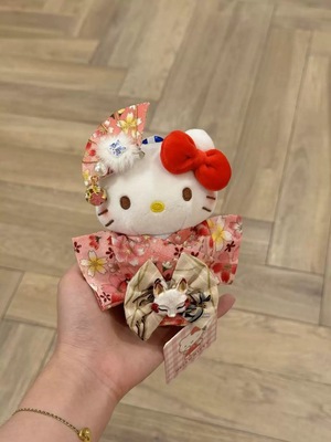正版和服kitty包包挂件毛绒公仔包挂可爱玩偶钥匙扣礼物女伴手礼