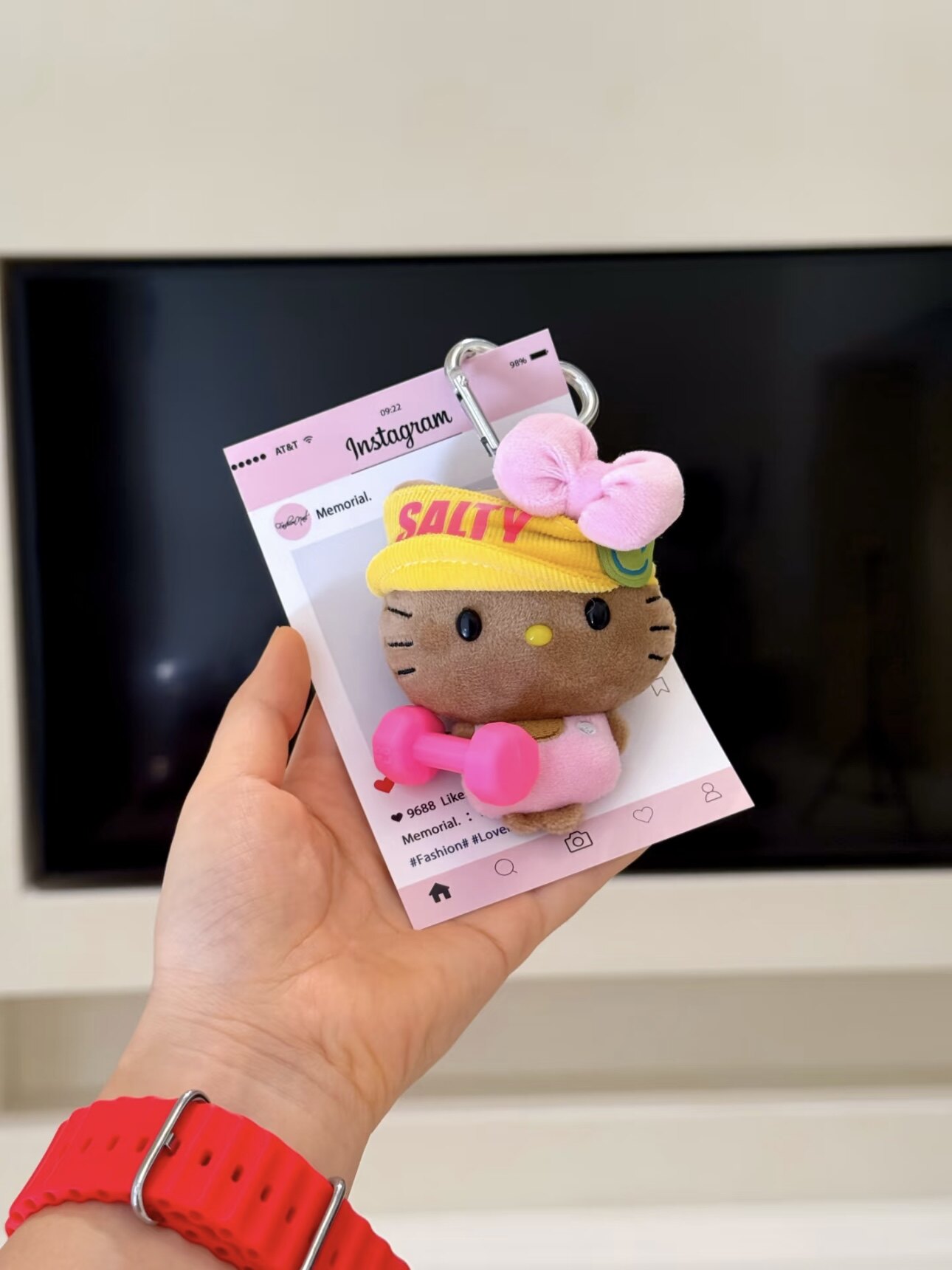 黑皮撸铁凯蒂猫hellokitty包包挂件可爱毛绒公仔玩偶钥匙扣礼物女