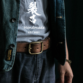 男士 腰带 真皮针扣个性 复古机车意大利植鞣头层牛皮带工装 牛仔裤