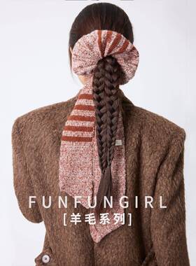 新款韩系蝴蝶结飘带发圈女条纹绑发头绳低丸子头大肠圈发带头饰