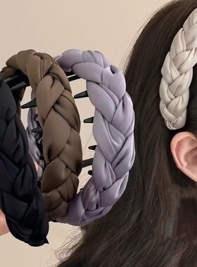 缎面填充加宽反齿梳发箍女2025新款高端蓬松高颅顶正反两戴头箍子