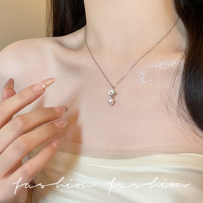 法式复古温柔珍珠项链女轻奢高级感气质精致素链锁骨链绝美颈链