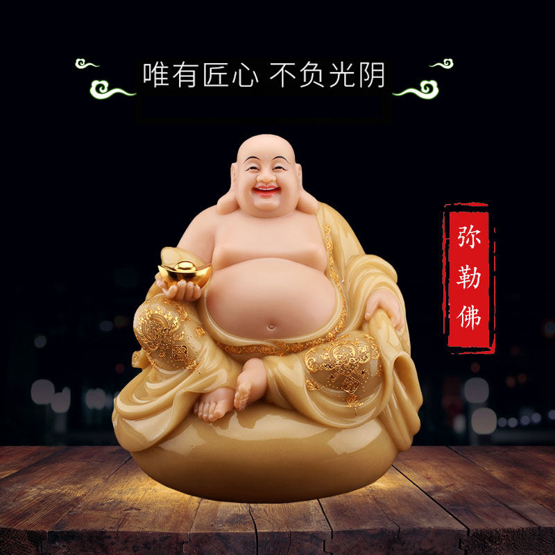 弥勒佛大肚佛笑佛像合成汉白玉石未来佛布袋和尚居家开业客厅摆件_虎窝淘