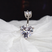 S925纯银小爱心肚脐钉防过敏闪钻锆石辣妹女穿刺饰品夏季 肚脐环