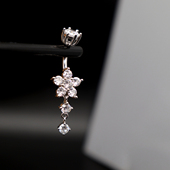 中国风梅花肚脐钉S925纯银防过敏喜庆年装 气质女时尚 肚脐环饰品