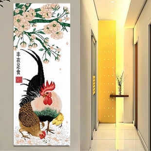2026新款满钻钻石画客厅卧室玄关公鸡母子十字绣手工贴画丰衣足食