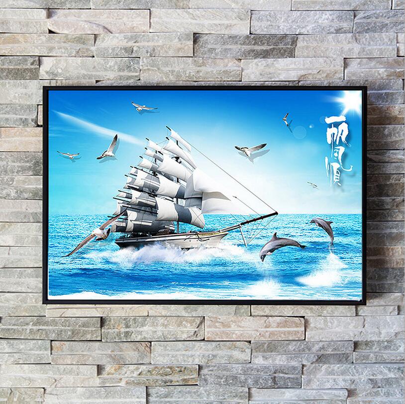 一帆风顺钻石画新款简约现代满钻