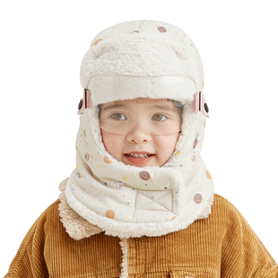 儿童雷锋帽护耳防风护脸帽子秋冬季加绒加厚保暖一体帽宝宝男女童