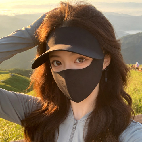 户外登山防晒面罩帽子一体女遮阳