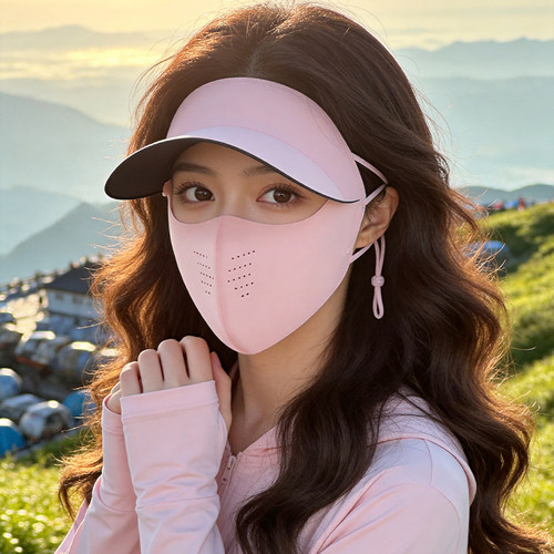 户外登山防晒面罩帽子一体女遮阳