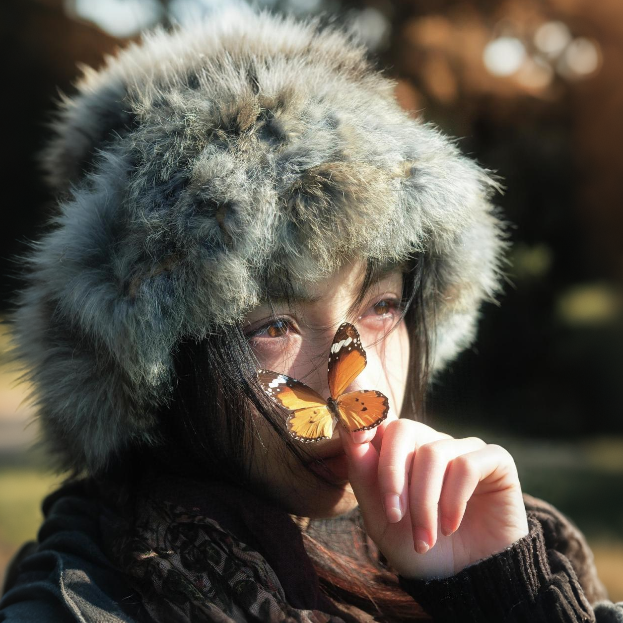 氛围感仿兔毛渔夫帽女秋冬季