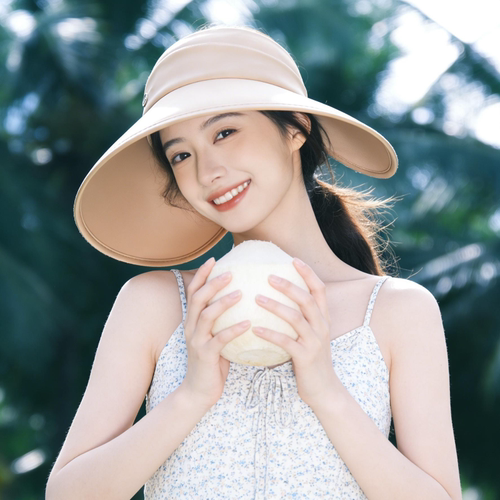 夏新款宽檐防晒空顶可扎马尾帽