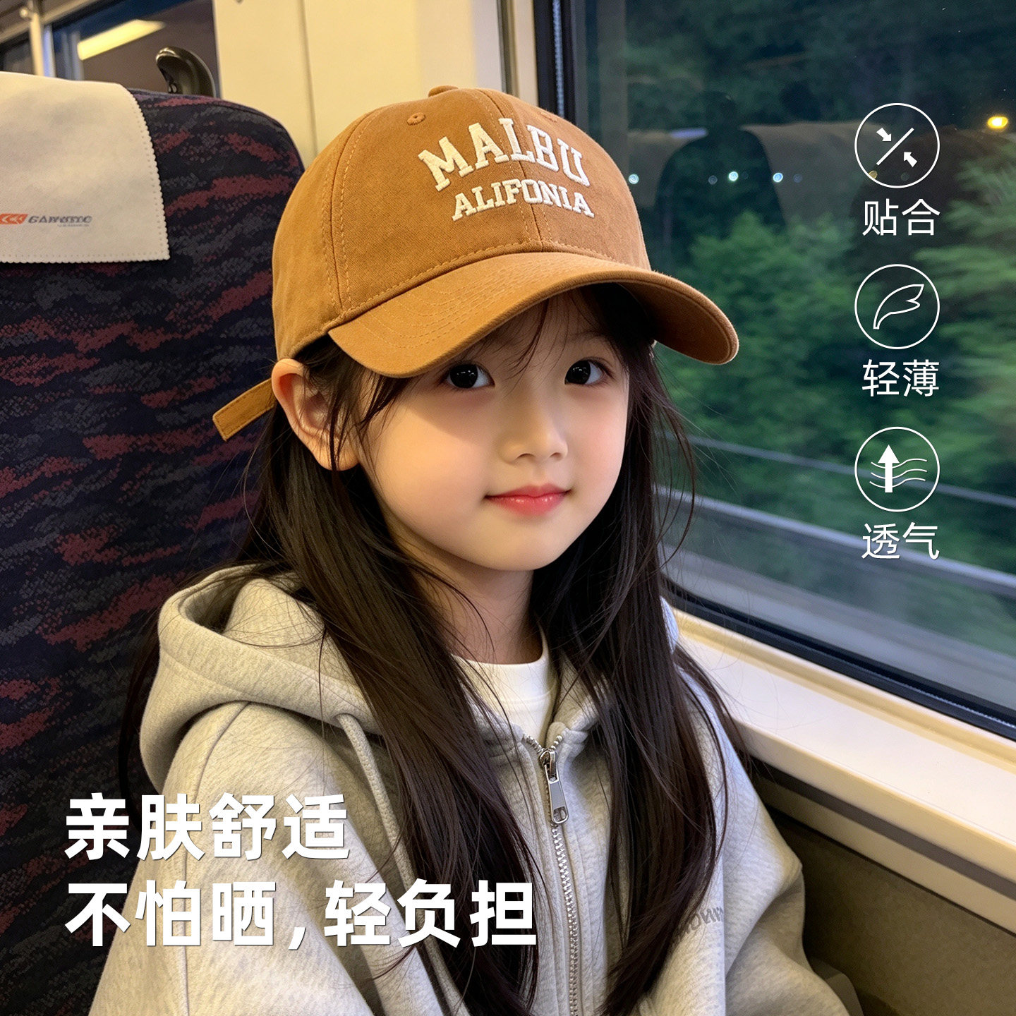 儿童棒球帽2026新款男孩遮阳女童大帽檐防晒软顶百搭字母鸭舌帽子