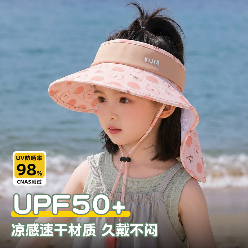 女童夏季空顶大檐防紫外线遮阳帽图片