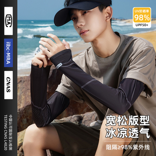 男生防晒冰袖夏日2025新款冰丝网孔透气遮阳防紫外线薄款冰柱袖套