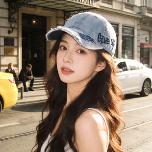 复古水洗牛仔棒球帽女夏百搭2026正流行鸭舌帽显脸小休闲防晒帽子