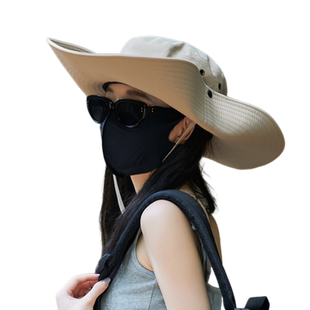 渔夫帽西部牛仔帽子防晒帽新款遮阳帽爬山徒步户外登山帽女大帽檐