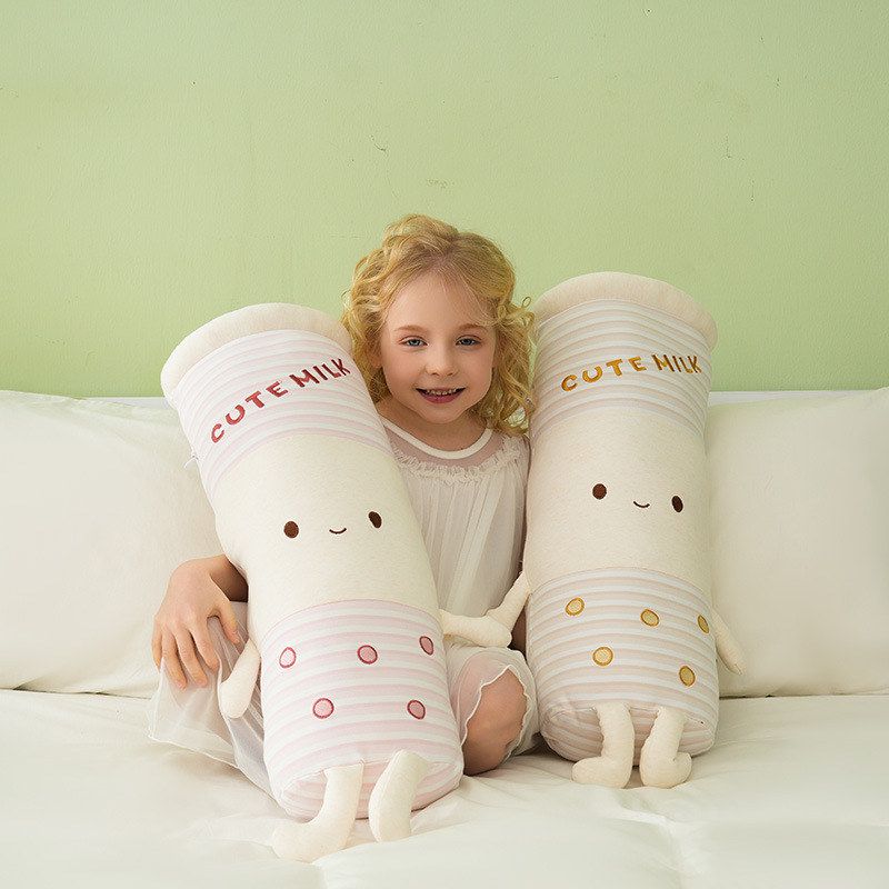 长条枕头圆柱床上抱枕儿童安抚枕奶茶纯棉可爱孩子睡觉睡陪伴抱