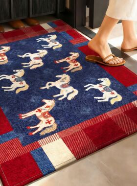 2026马年红色入户门地垫喜庆地垫防滑除尘耐磨脚垫玄关大门口地毯