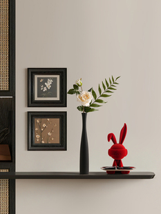 中古风进门口玄关壁龛桌面摆件细长花瓶客厅电视柜彷真花艺装饰品