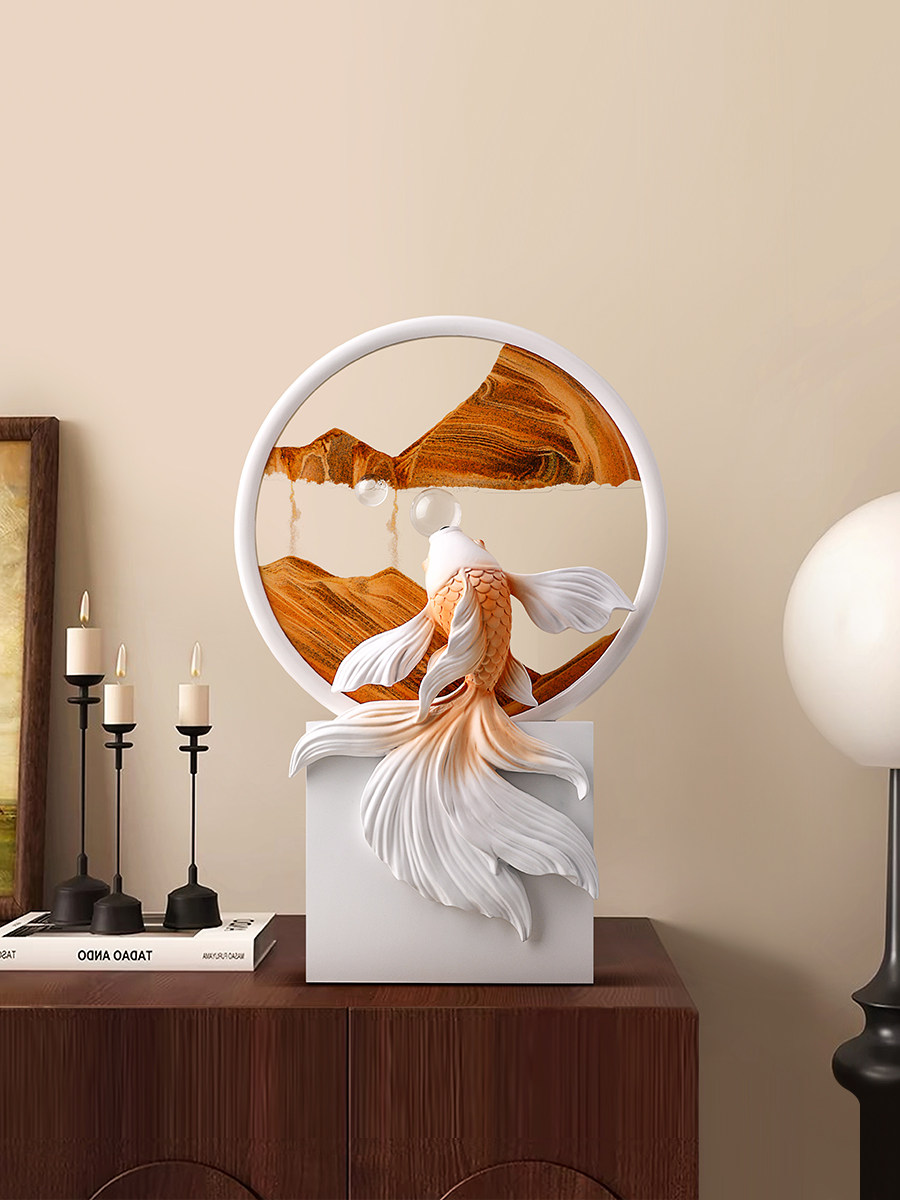 创意跃鱼龙门流沙绘画装饰品家居客厅酒柜电视柜入口无障碍豪华乔,家居饰品,装饰摆件,淘宝优惠券,粉丝福利购,淘宝优惠卷