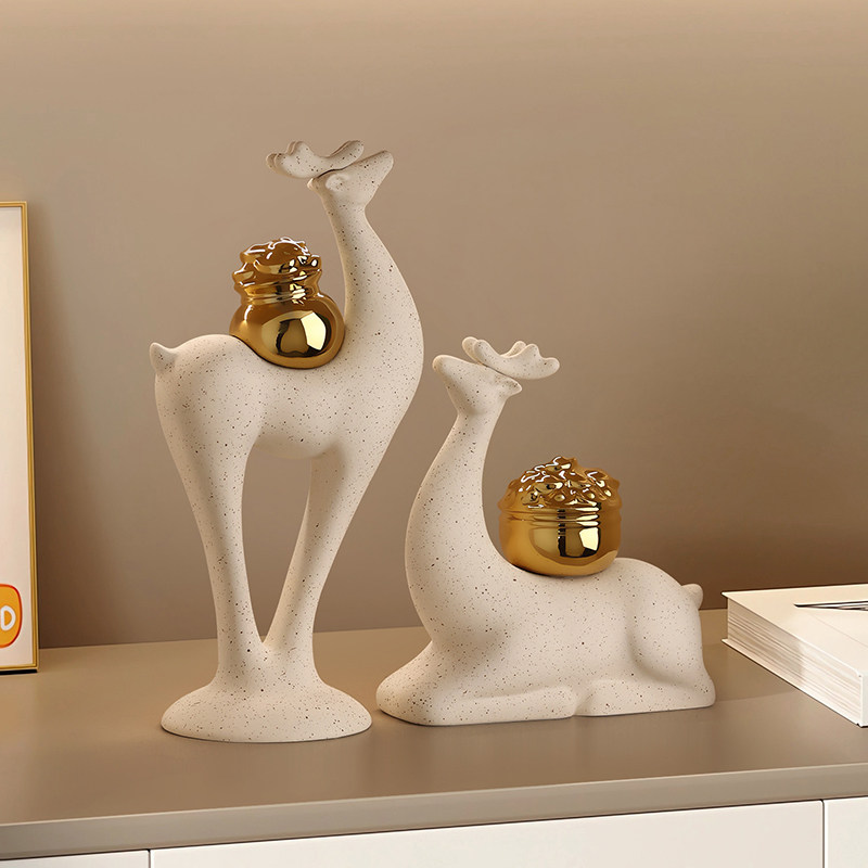 新中式福鹿招财摆件家居玄关鞋柜客厅酒柜电视柜装饰乔迁新居礼品,家居饰品,装饰摆件,淘宝优惠券,粉丝福利购,淘宝优惠卷