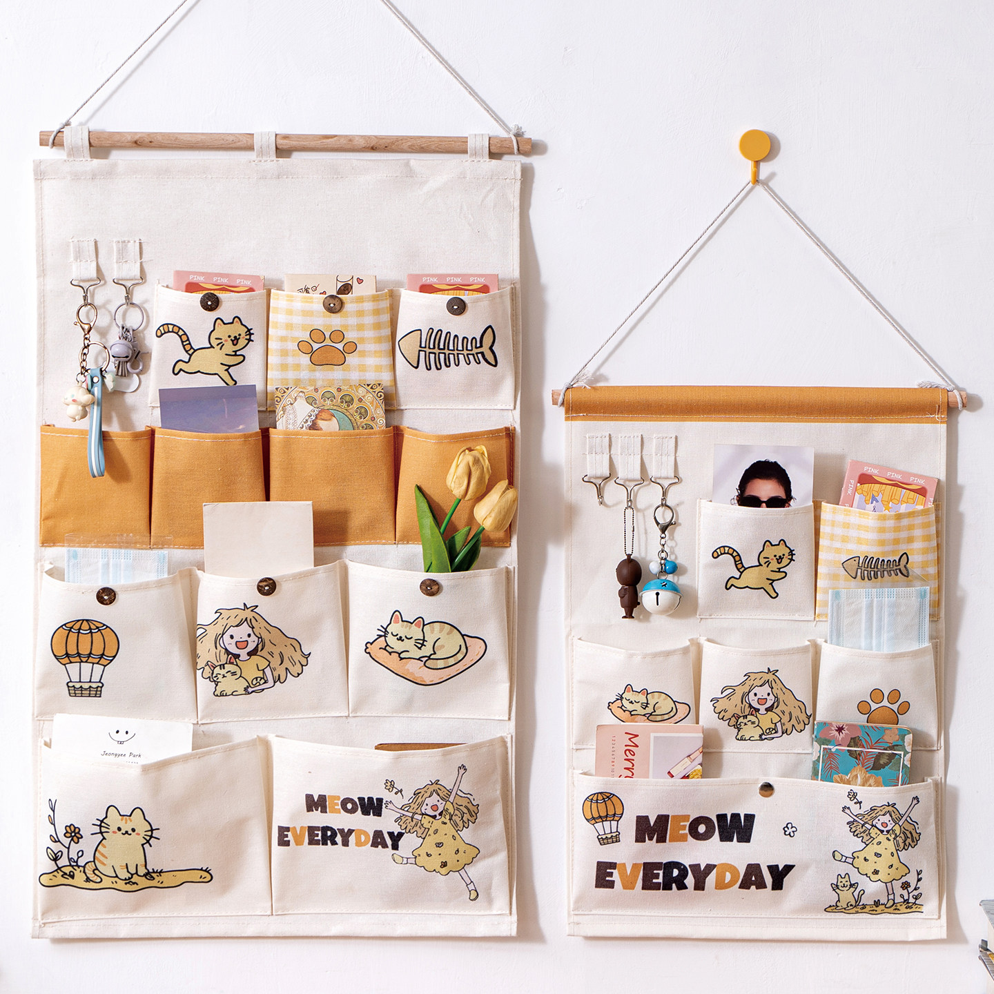 幸运女孩收纳挂袋布艺墙挂式收纳袋衣柜储物袋门后床边宿舍神器,收纳整理,收纳挂袋,淘宝优惠券,粉丝福利购,淘宝优惠卷