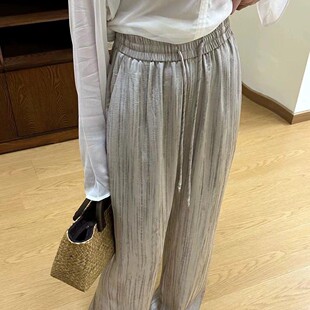 薄款 垂感直筒休闲裤 夏季 女高腰宽松显瘦百搭筒裤 子 裤 2026年阔腿裤