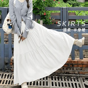 高显字蓬中长 蛋糕裙蓝裙身裙夏206款 色子半女季 薄2新腰瘦a蓬裙款