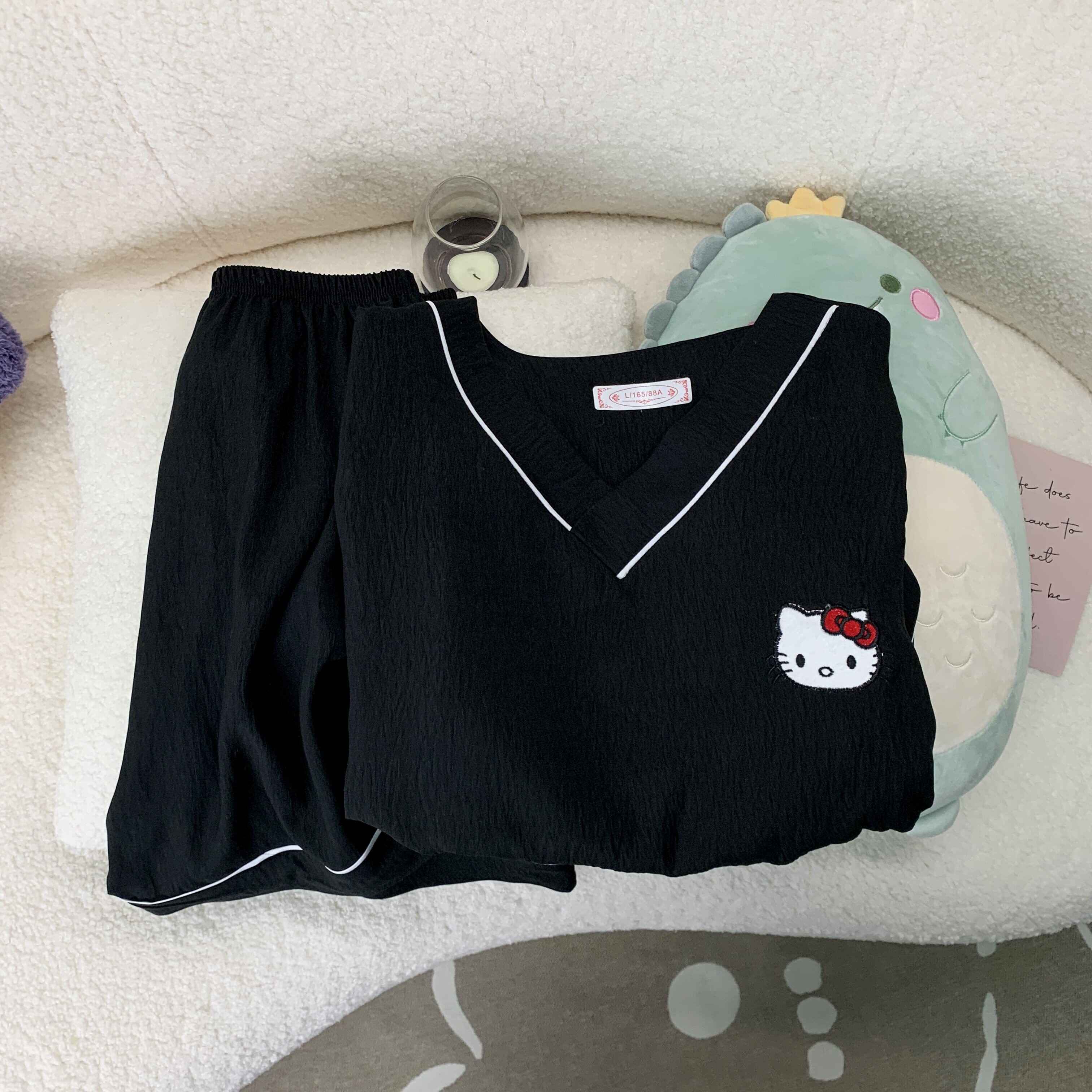 云朵棉女生短袖短裤衣服夏天女睡衣宽松套头V领家居服两件套装