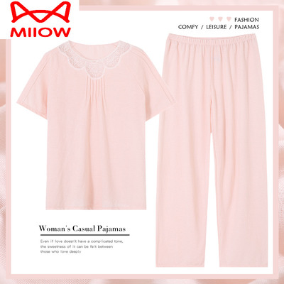 夏季家居服莫代尔睡衣猫人女