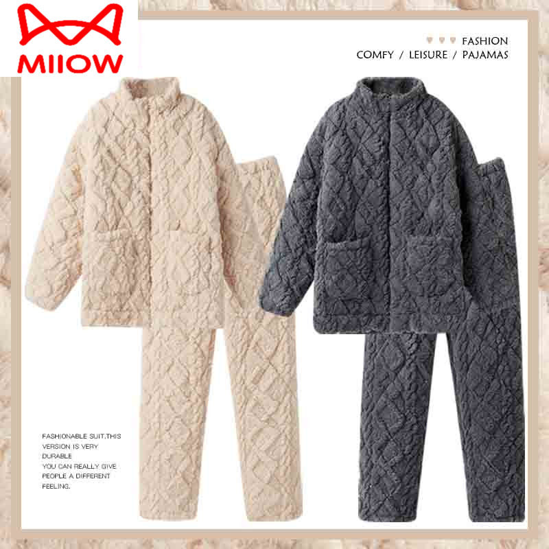 猫人情侣睡衣女冬款珊瑚绒三层夹棉加厚加绒男士法兰绒家居服,女士内衣/男士内衣/家居服,睡衣/家居服套装,淘宝优惠券,粉丝福利购,淘宝优惠卷