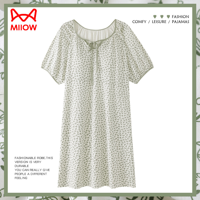 猫人女士纯棉睡裙夏季家居服