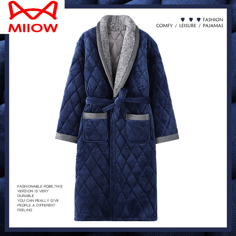 猫人法兰绒夹棉睡袍男士冬季三层加厚长款珊瑚绒保暖睡衣浴袍,女士内衣/男士内衣/家居服,睡袍/浴袍,淘宝优惠券,粉丝福利购,淘宝优惠卷
