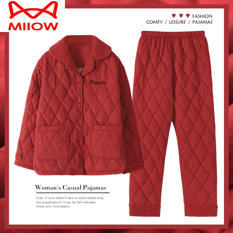 猫人睡衣士冬季珊瑚绒三层加厚夹棉秋冬加绒保暖法兰绒家居服,女士内衣/男士内衣/家居服,睡衣/家居服套装,淘宝优惠券,粉丝福利购,淘宝优惠卷