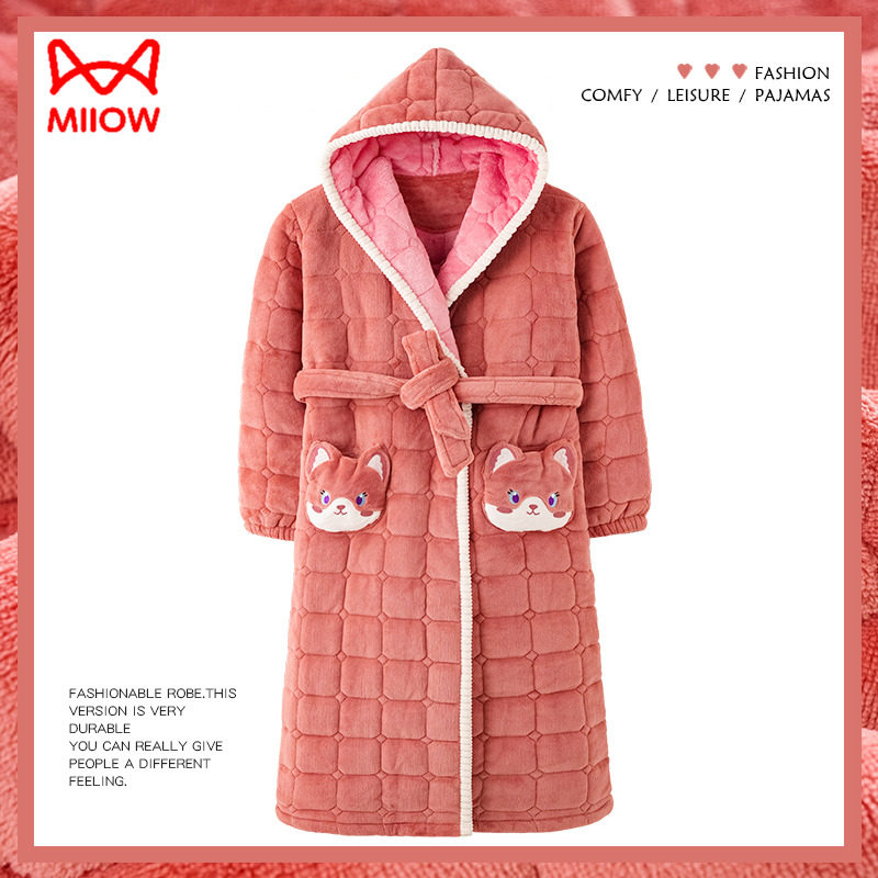猫人珊瑚绒三层夹棉睡袍女秋冬款法兰绒加绒加厚睡衣长款冬季,女士内衣/男士内衣/家居服,睡袍/浴袍,淘宝优惠券,粉丝福利购,淘宝优惠卷