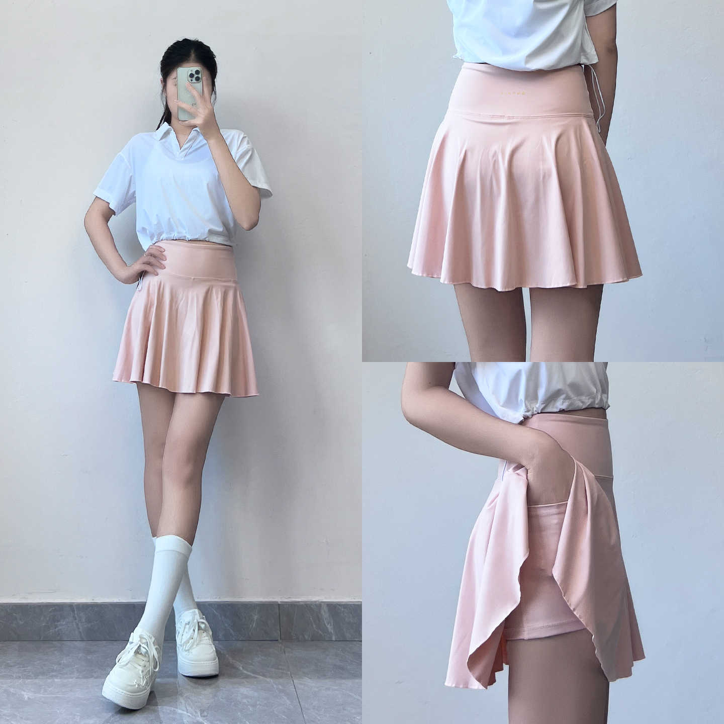 绝美感高腰羽毛球短裙女