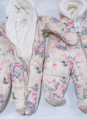 出口英国婴儿冬装厚款加厚连体衣爬服女宝宝冬季棉袄衣服保暖衣服
