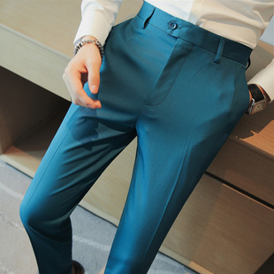 小脚英伦男士 纯色休闲裤 潮牌商务职业正装 西裤 裤 修身 西装 子 男长裤